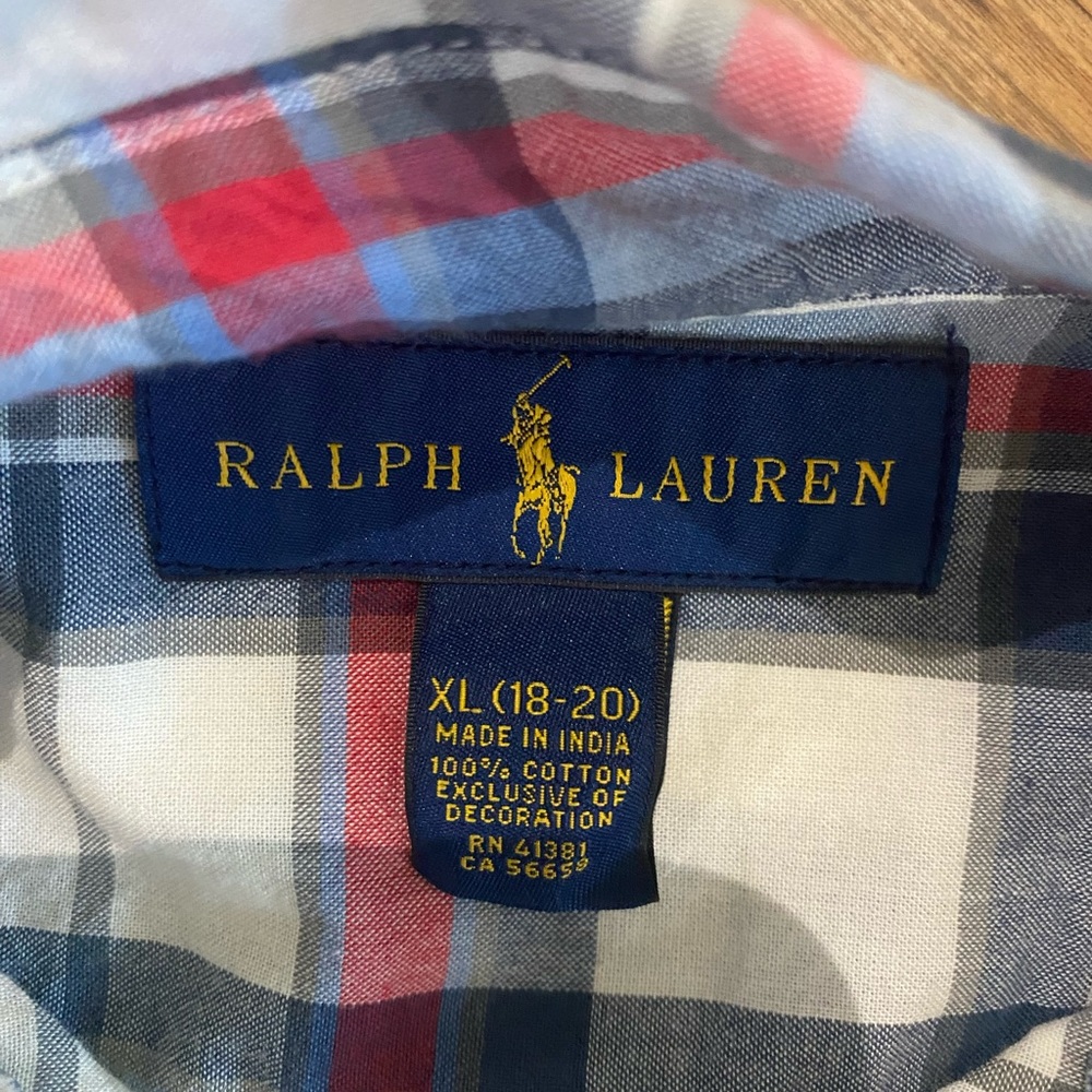 New Ralph Lauren Plaid Short Sleeve Button Up Shirt Youth XL Boys 18-20 18/20 - Picture 6 of 7